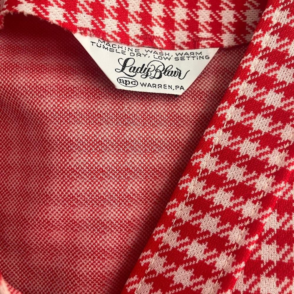 Vintage Red & White Houndstooth Cardigan - Picture 3 of 3